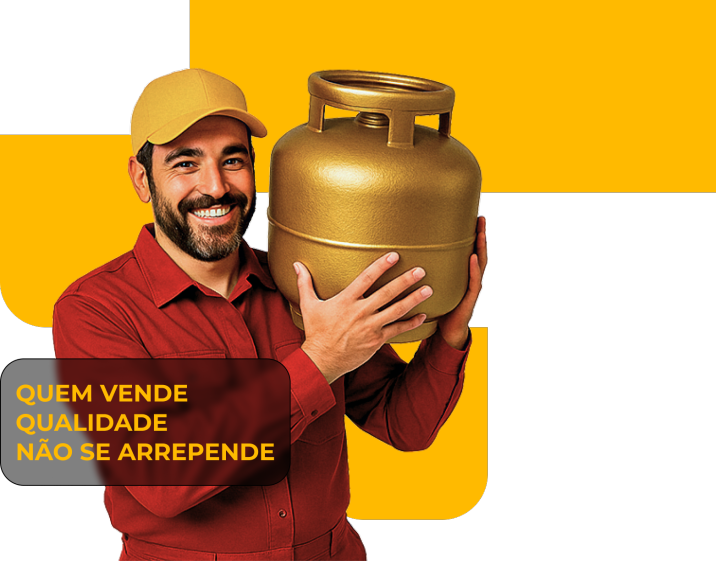 entregador segurando botijão de gás