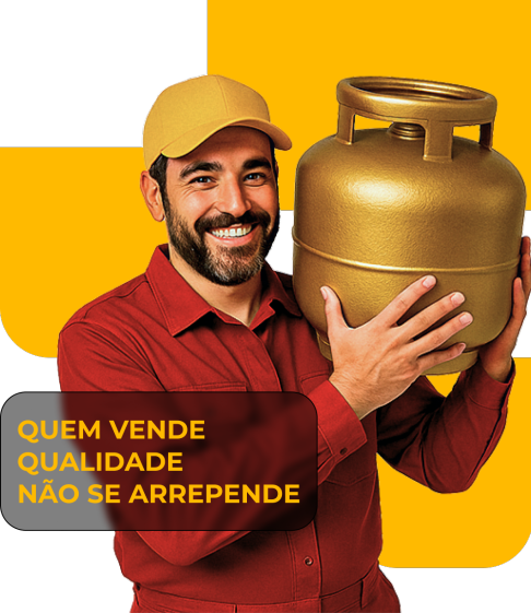 entregador segurando botijão de gás